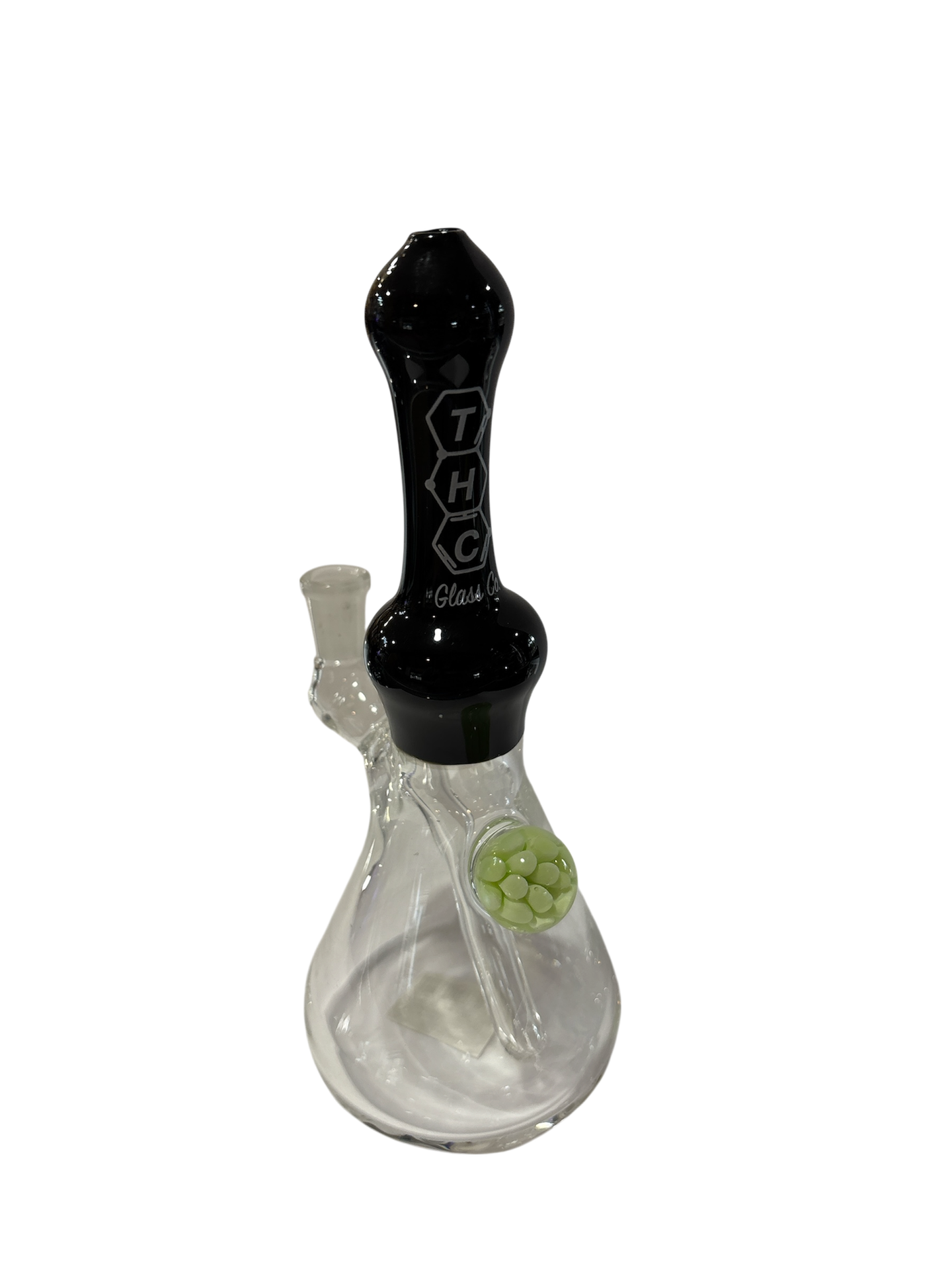 THC GLASS CO. WATER PIPE MINI RIG W/ Flower & Fixed Downstem / 10mm / Black